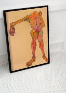 Canvas poster Egon Schiele Print Seated Male Nude Self Portrait