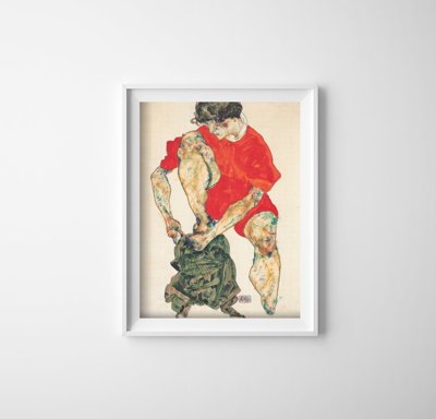Poster Female Model In Red Dress Egon Schiele
