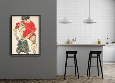 Poster Female Model In Red Dress Egon Schiele