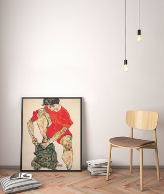 Poster Female Model In Red Dress Egon Schiele
