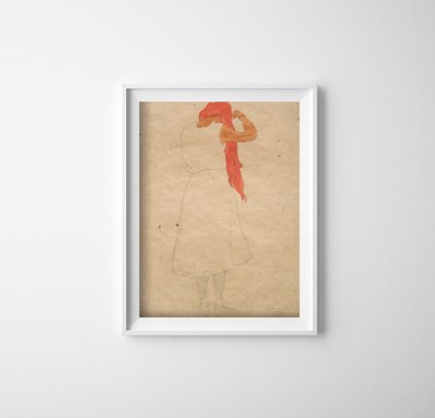 Poster Standing While Combing Egon Schiele