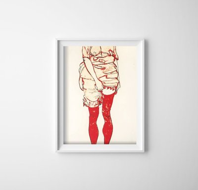 Vintage poster art Egon Schiele Print Stehende Frau in Rot