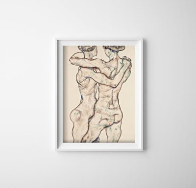 Wall art Egon Schiele Print Egon Schiele Naked Girls Embracing