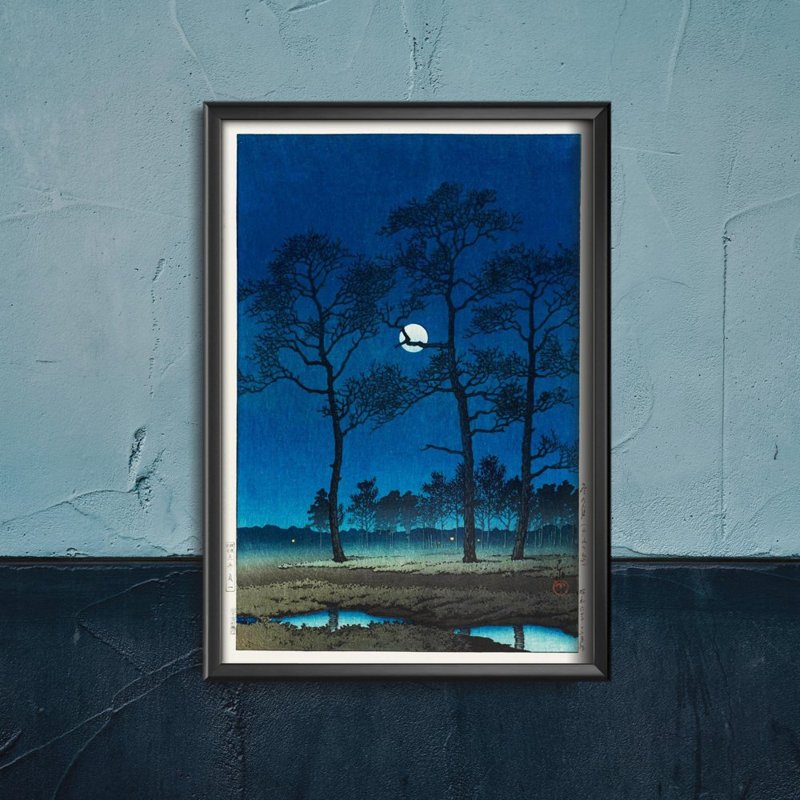 Vintage poster art Winter Moon Over Toyama Plain by Kawase Hasui