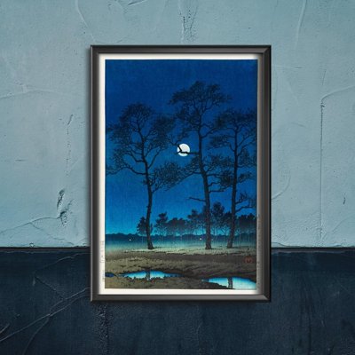 Vintage poster art Winter Moon Over Toyama Plain by Kawase Hasui