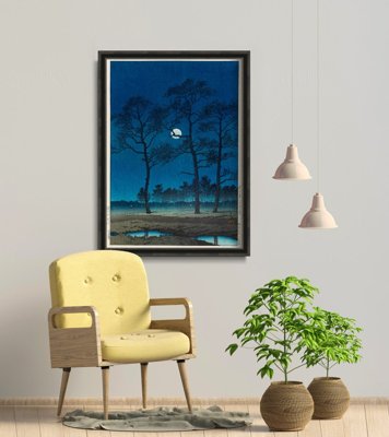 Vintage poster art Winter Moon Over Toyama Plain by Kawase Hasui