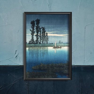 Vintage poster art Evening of Ushibori Kawase Hasui