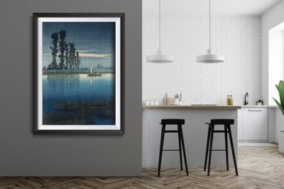 Vintage poster art Evening of Ushibori Kawase Hasui