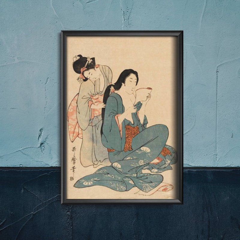 Wall art A Maid Combing A Lady's Hair Kitagawa Utamaro Japanese Ukiyo-e