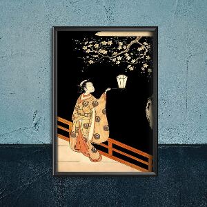 Canvas poster Woman Admiring Plum Blossoms at Night Suzuki Harunobu Ukiyo-e