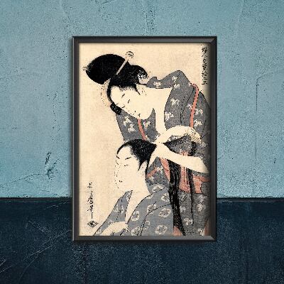 Vintage poster art Hairdresser Kitagawa Utamaro Ukiyo-e