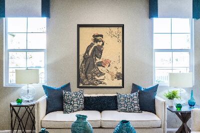 Vintage poster art A Woman Playing With A Young Boy Kitagawa Utamaro Ukiyo-e