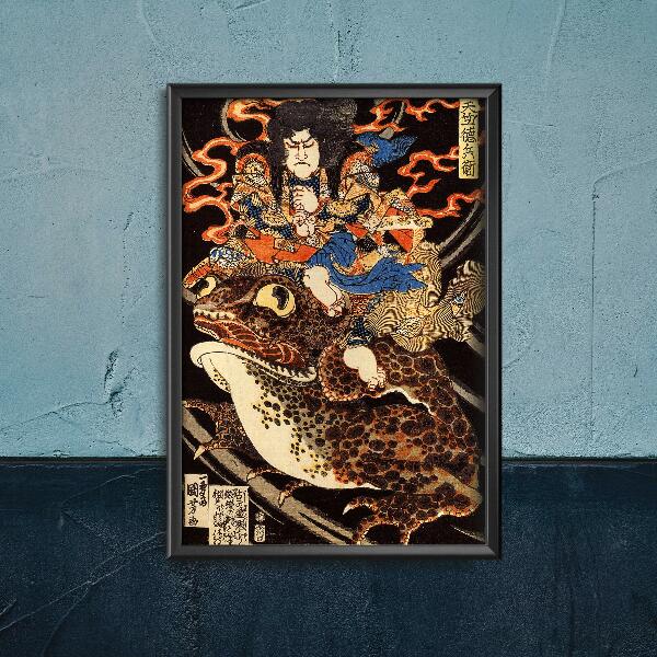 Poster Tenjiku Tokubei Riding a Giant Toadn Hiroshige Ukiyo-e