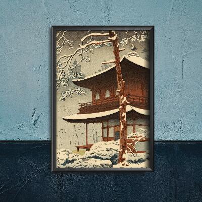 Poster Snow at Ginkakuji Temple Kawase Hasui Ukiyo-e
