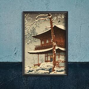 Poster Snow at Ginkakuji Temple Kawase Hasui Ukiyo-e