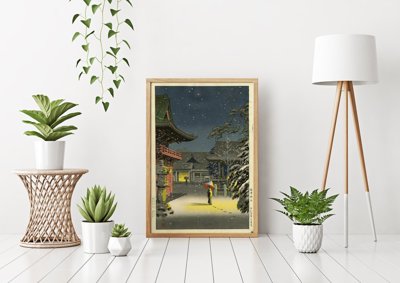 Vintage poster art Snow At Nezu Shrine Tsuchiya Koitsu Ukiyoe