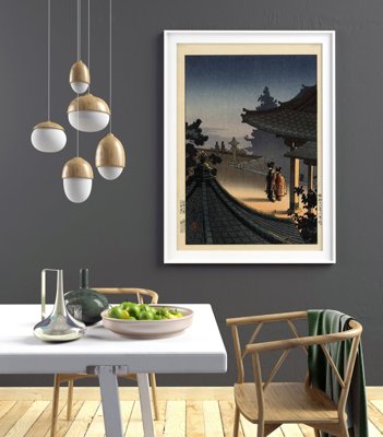 Vintage poster Evening At Miidera Temple Tsuchiya Koitsu Ukiyoe
