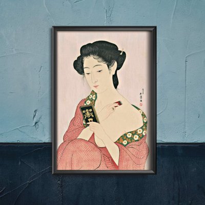 Vintage poster Japanese Woman Applying Powder Goyo Hashiguchi Ukiyo-e