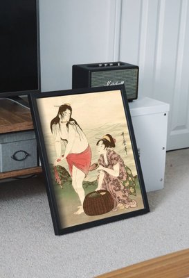 Vintage poster art Abalone Divers Kitagawa Utamaro Ukiyoe