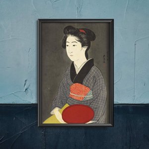 Canvas poster Waitress With a Red Traybest Hashiguchi Goyo Ukiyo-e