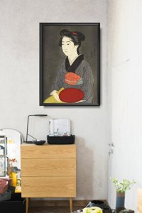 Canvas poster Waitress With a Red Traybest Hashiguchi Goyo Ukiyo-e