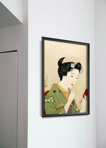 Vintage poster Woman Applying Color To Her Lips Goyo Hashiguchi