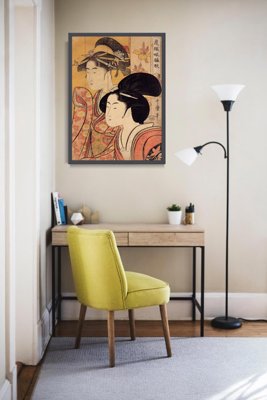 Vintage poster Two Beauties with Bamboo Utamaro Ukiyo-e