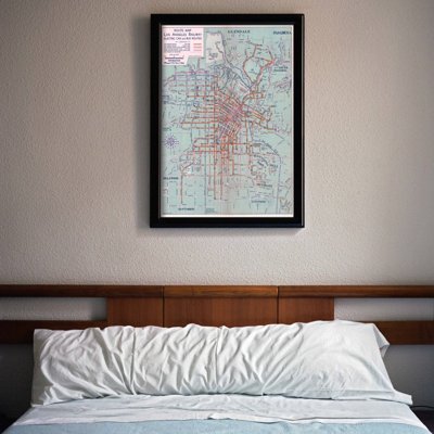 Poster Old Map Los Angeles Railway And Bus Route