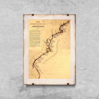 Vintage poster Old Map of Discovery of the East Coast USA