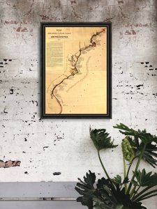 Vintage poster Old Map of Discovery of the East Coast USA