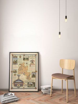 Vintage poster art Vintage Oxford Shire Map Oxford UK