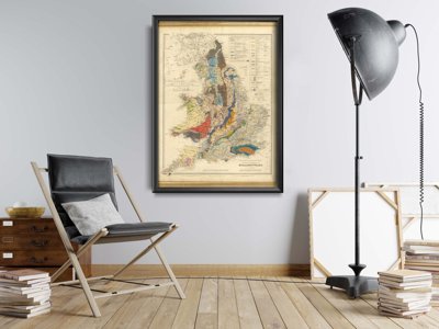 Canvas poster Old Map Of England -Rail Roads Geology