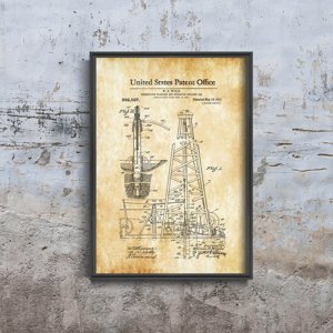 Vintage poster art Drilling Rig Wigle United States Patent