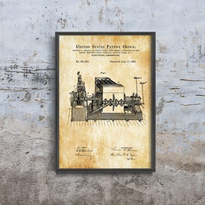 Poster Edison Electric Generator Patent