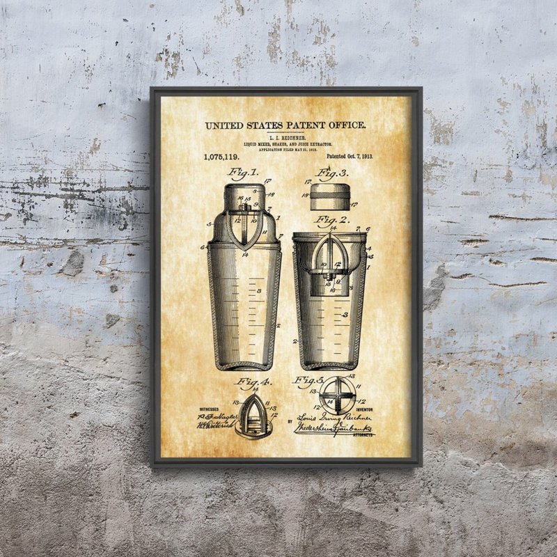 Wall art Drink Shaker Mixer United States Patent