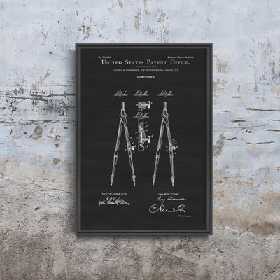 Vintage poster art Drawing Compass Schoenner United States Patent