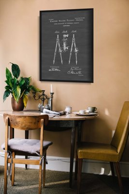 Vintage poster art Drawing Compass Schoenner United States Patent
