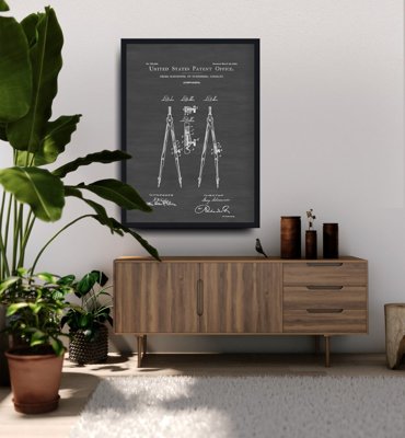 Vintage poster art Drawing Compass Schoenner United States Patent
