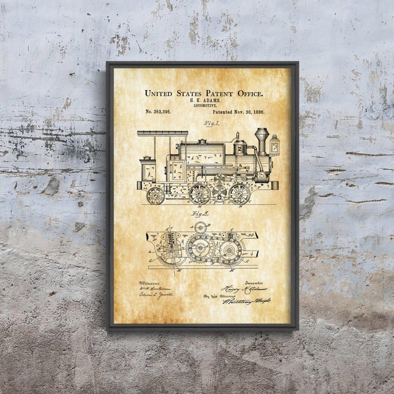 Canvas poster Locomotive Adams United States Patent