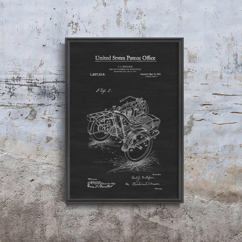 Poster Motorcycle Sidecar Gustafson United States Patent