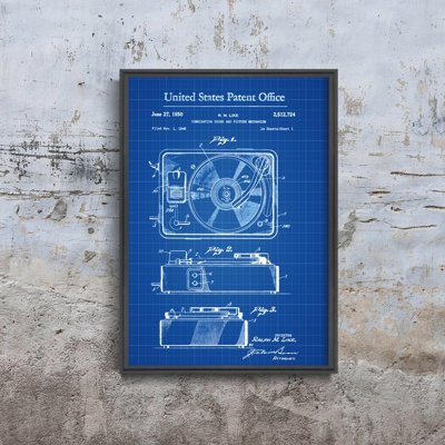 Vintage poster art Record Player Like United States Patent