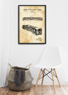 Wall art Railway Car United States Patent Locomotive
