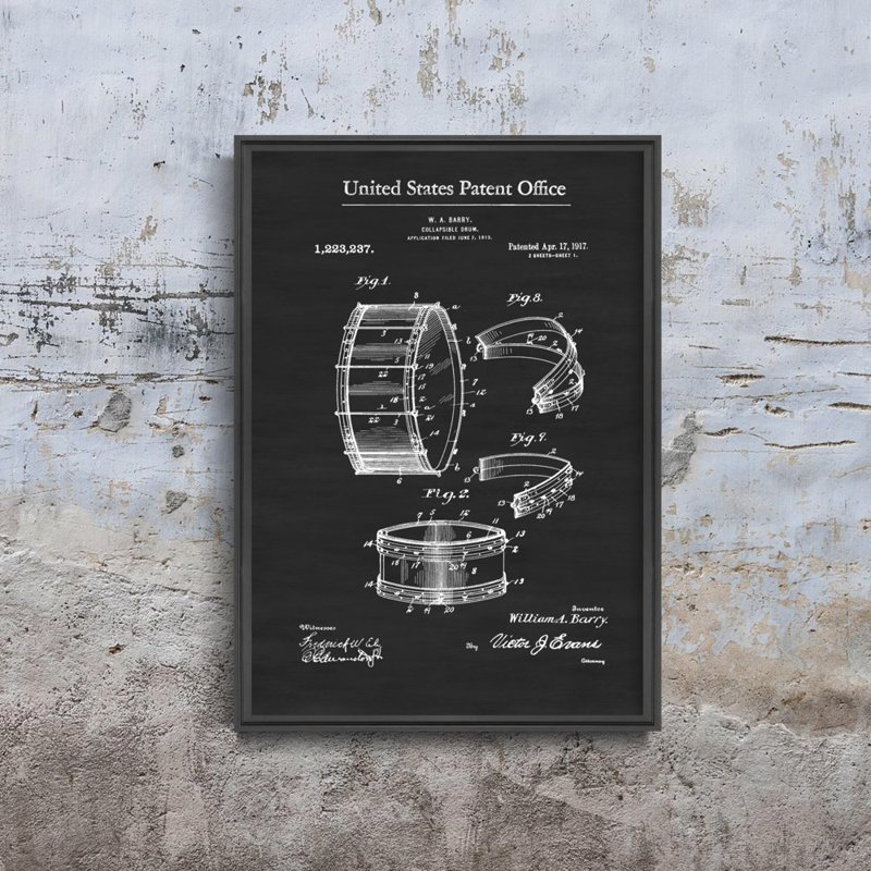 Canvas poster Barry Collapsible Drum Barry Patent
