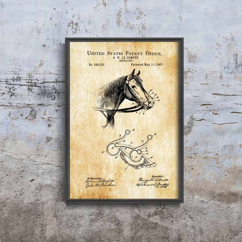 Vintage poster art Cowboy Patent Horse United States Patent Office