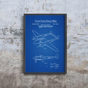 Poster Lockheed P- Lightning Airplane Patent
