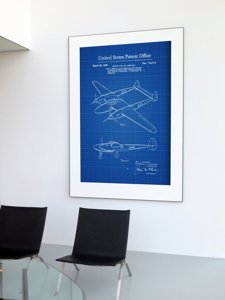 Poster Lockheed P- Lightning Airplane Patent