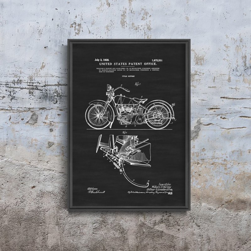 Vintage poster Harley Davidson Patent Motorcycle