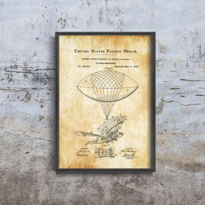 Vintage poster art Balloon Bird Flying Machine Patent Spalding