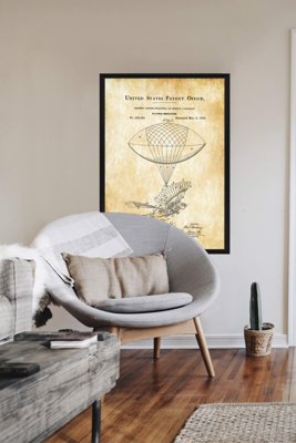 Vintage poster art Balloon Bird Flying Machine Patent Spalding