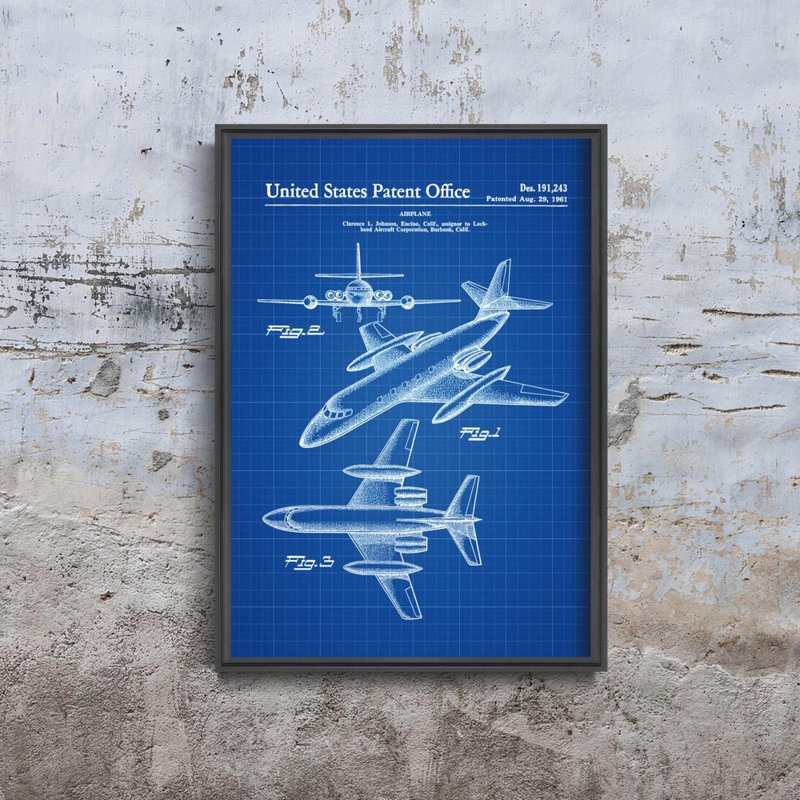 Wall art Lockheed Airplane Patent
